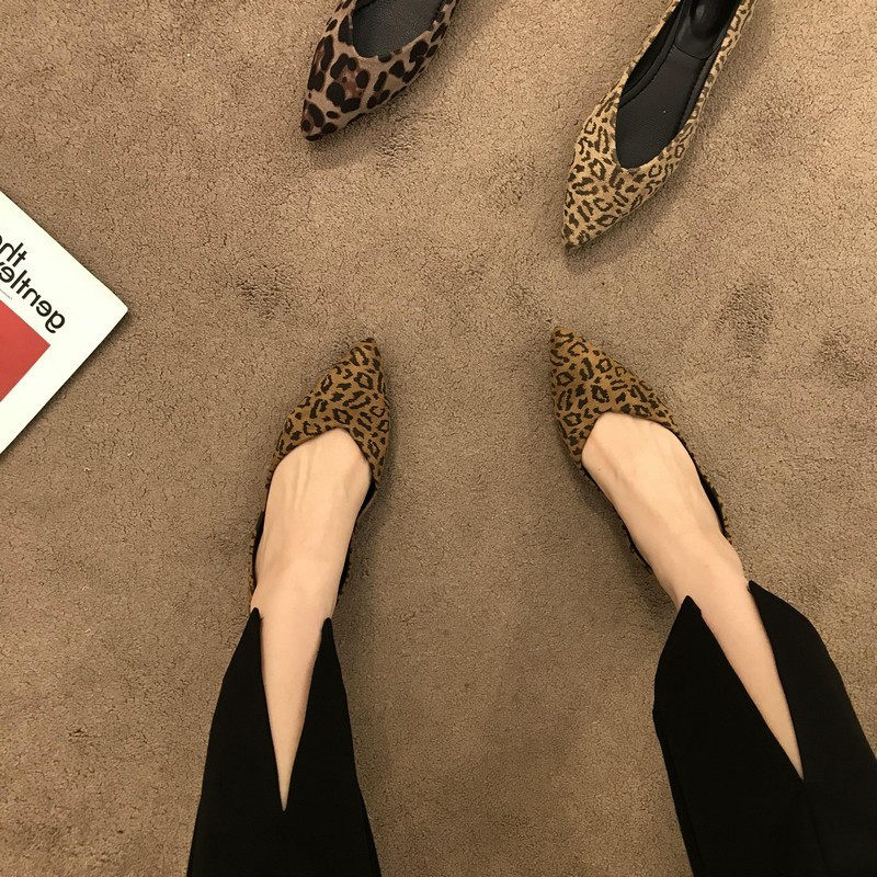 ITSK shoes women's single shoes BAO WEN pointed toe flat shallow mouth soft bottom suede work women's shoes scoop shoes