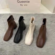 ITSK boots child Winter Inn short slim slim Martin boot coarse heel short boot