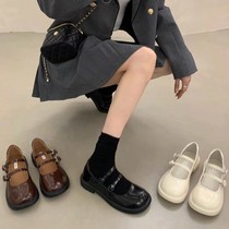 ITSK Mary Rare Shoes Womens Style Shallow Mouth Low Heel Single Shoes Late Night Black Jk Small Leather Shoes Lads Shoes