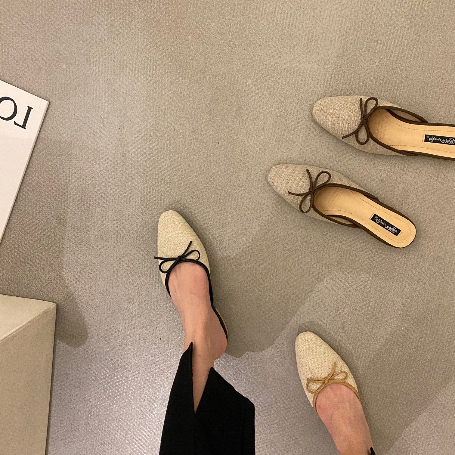 ITSK shoes children Baotou sandals outside wearing pointed butterfly knot One foot pedal half slipper female shoes