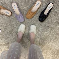 ITSK shoes children Baotou slippers outside wearing round head flat bottom shallow mouth Soft bottom One foot pedal half slipper