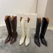 ITSK Western Cowboy Boots Female Interior Heightening Pointed Long Drum Rider Boots Spring Autumn Single Boots
