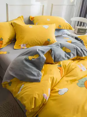 Cotton four-piece cotton bedding quilt simple quilt cover three-piece bed Group student dormitory Nordic style