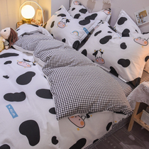 Cotton printed four-piece set 100% cotton quilt cover thick quilt cover single sheet double set bedding