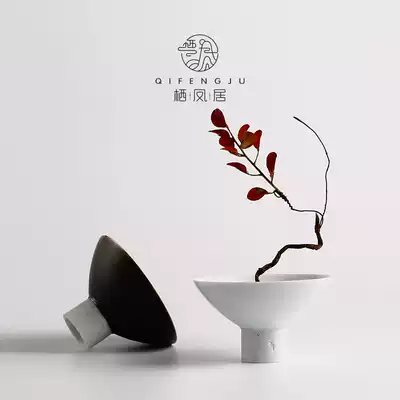 Qifengju flower arrangement Japanese Zen handmade ceramic pottery vase flower arrangement tea table decorative flower pot