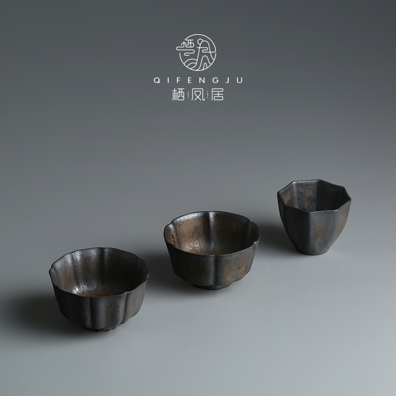 Shelter Pineal Grey read Artisanal Coarse Ceramic White Tea Cup Tea Cup Tea Cup Single Cup Master's Cup Merit Tea With Personal Cup