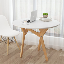 Lifting Nordic solid wood round small tea table small family living room oval furniture modern simple Japanese log luxury