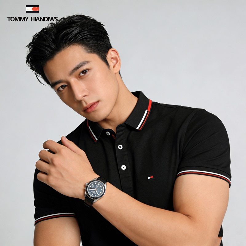Tommy Hiandiws/Tommy Crab Summer New Men's Short-Sleeved T-Shirt with Lapel, Business Casual, Ice-Feel Polo Shirt Tommy Hiandiws/Tommy Crab Summer New Men's Short-Sleeved T-Shirt with Lapel, Business Casual, Ice-Feel Polo Shirt