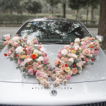 V-shaped rectangular wedding car head with mud-shaped U-shaped suction cup wedding decoration wedding with mud Korean heart ring