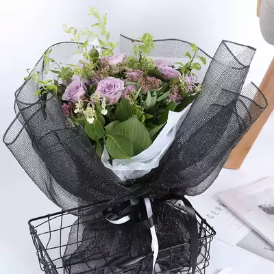 ins wind South Korea imported coarse grid mesh plain color flower packaging paper package flower materials Florist supplies Floral materials