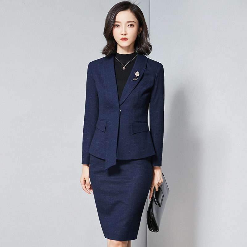 High-end Professional Suit Lady Positive Dress Temperament Autumn Winter Thickened Suit Ol Business Long Sleeve Working Uniform Two Sets