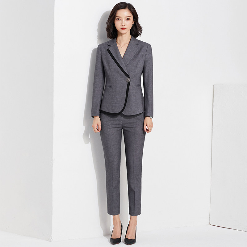West Suit Suit Woman 2022 fall commuter woman dress Long sleeves grey Interview Career Suit Temperament Work Suit
