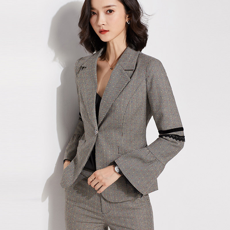 Suit suit female 2022 autumn new high-end professional suit pants Western style houndstooth design sense niche suit formal suit