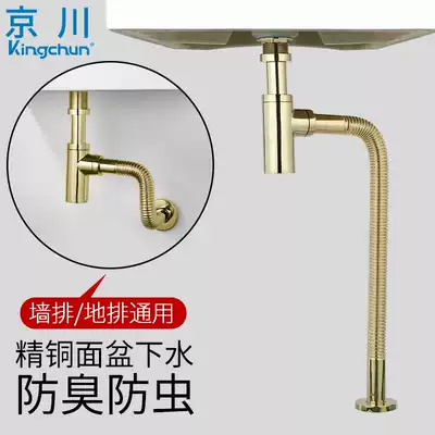 Anti-odor sewer Golden All-copper washbasin in-wall drain pipe floor sewer accessories bounce sewer