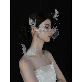 Tm e43 breaking out of cocoon and becoming a butterfly, high-end heavy-duty hydrogel butterfly multi-piece set, handmade bridal headwear