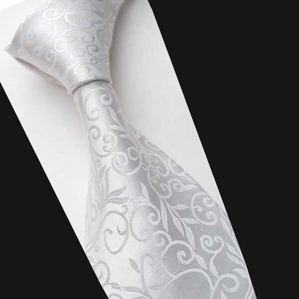 High-End Silk Tie, Men's Formal Tie, Business Tie, Pure White Patterned Tie