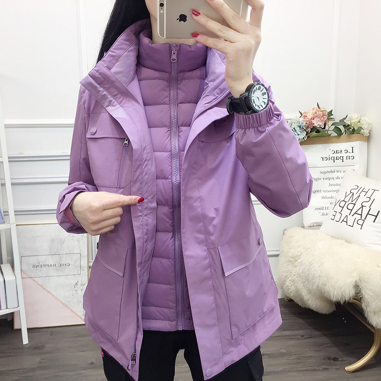 Submachine clothes woman Winter three-in-one detachable down-down Neri Two sets Thickened Windproof Water Mountaineering Ski Suit Man