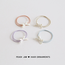 Salt can be sweet~White bow hair circle simple and wild girl head rope meatball hair rope Korean version of the hair ornament