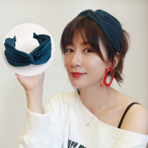 Korean fashion adult simple wide side pressure hair headband Japanese Korean style fabric knotted hair hoop Mori womens headgear hair card
