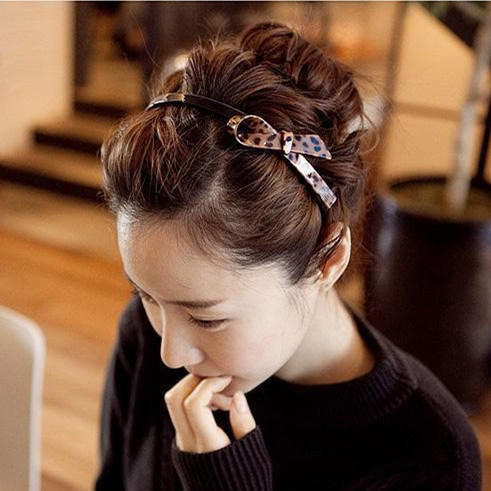 Korean ribbon temperament hair ornaments Hair band simple bow BAO WEN toothed hair band hair clip Japanese and Korean version acetic acid headdress