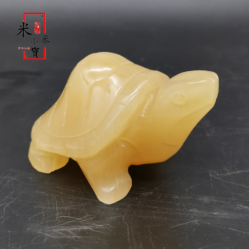 Natural Rice Yellow Jade Animal Longevity Turtle Small Turtle Swing Piece Modern Home Office Desktop Decoration Craft Gift Hem
