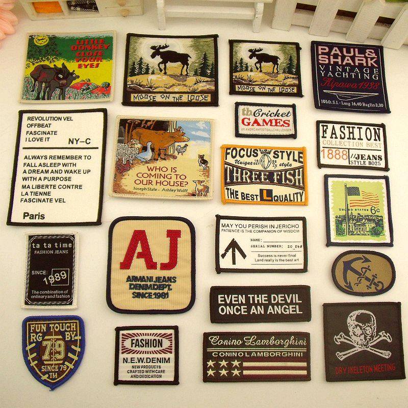 49 Fashion badge decoration cloth patch patch flower down jacket denim woven label patch cartoon black clothes sticker