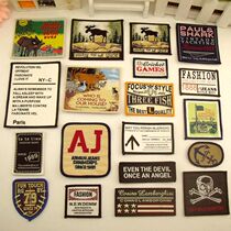 49 fashion badge decorative cloth patch patch flower down jacket denim woven label patch Ding cartoon black dress patch