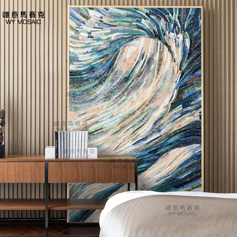 Personalized customization Modern minimalist blue abstract light luxury art mosaic clip art tile wall sticker mural