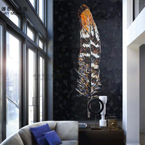 Meritocratic Custom Designer Feather Mosaic Decoration Easel Restaurant Genguan Background Wall Tile Jigsaw Puzzle Cut