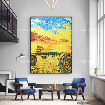 Van Gogh harvest map mosaic cutting and painting modern American living room decoration painting restaurant hanging picture book house Xuanguan Mural