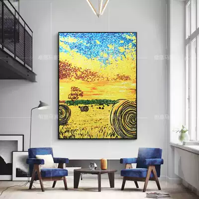 Van Gogh harvest picture mosaic cut painting modern American living room decoration painting dining room hanging painting study porch mural