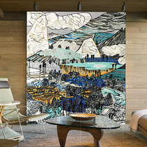 Materialistic Art Glass Mosaic Tile Cut Jigsaw Puzzle Living Room TV Background Wall Genguan Parquet Wall Collage Wall Sticker