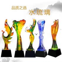 Boutique high-grade glass trophy custom creative trophy medal Corporate activities military veterans memorial gift custom