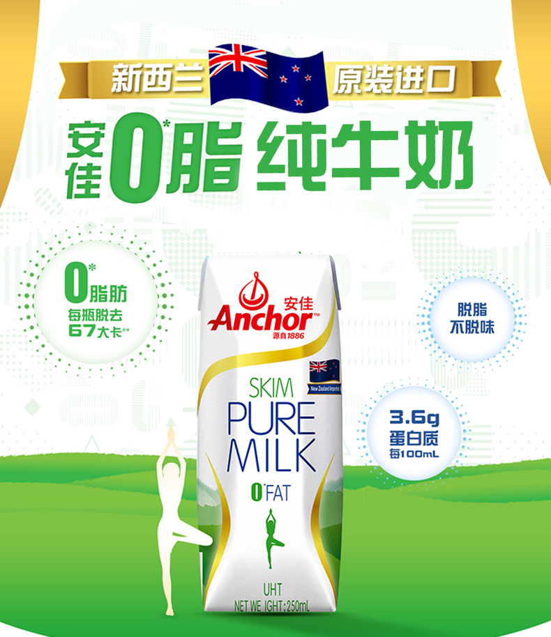 新西兰进口 安佳 3.6高钙脱脂牛奶 250mlx16盒x2件 券后89.8元包邮 买手党-买手聚集的地方