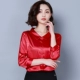 Mùa xuân 2020 phụ nữ mới cộng với size áo sơ mi lụa satin hàng đầu của phụ nữ là áo sơ mi mỏng - Áo sơ mi