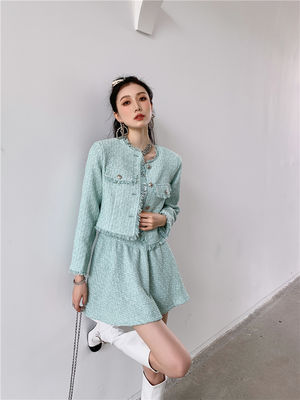 Original girl group Chanel-style coat for girls 2026 Spring and Autumn two-piece set, high-end and heavy industry top trend