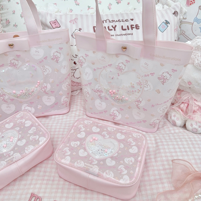 Snow Island Store Mikko Collaboration Jelly Bag Cute Translucent Pvc Makeup Storage Bag Swimming Waterproof Handbag