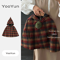 Baby girl cape cape outdoor clothing autumn girl shawl little girl style double-sided woolen coat spring and autumn clothing