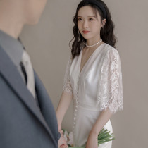 Light wedding dress French simple travel photography super fairy small trailing thin white location go out gauze welcome small dress summer