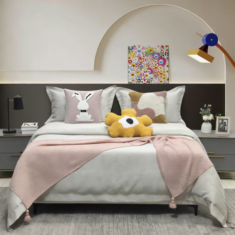 Teenager Model Room Exhibition Hall Furniture Bedding Set Modern Simple Princess Style Cream Style Bedding Teenager Model Room Exhibition Hall Furniture Bedding Set Modern Simple Princess Style Cream Style Bedding