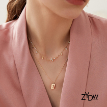 ZYDW original design golden cross hollowed-out suspended double laminated with necklace personality advanced feeling light and luxurious