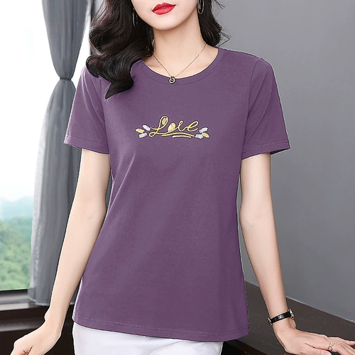 Хлопковая футболка с коротким рукавом, летняя летняя одежда для матери, большой размер, в корейском стиле