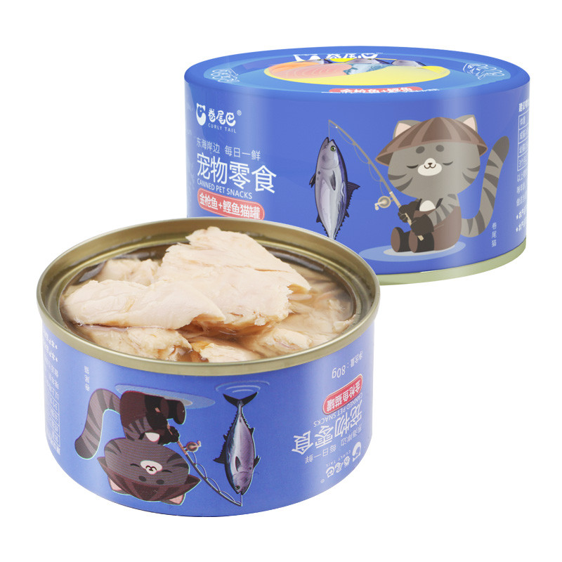 卷尾巴金枪鱼白肉猫罐头80g*12罐