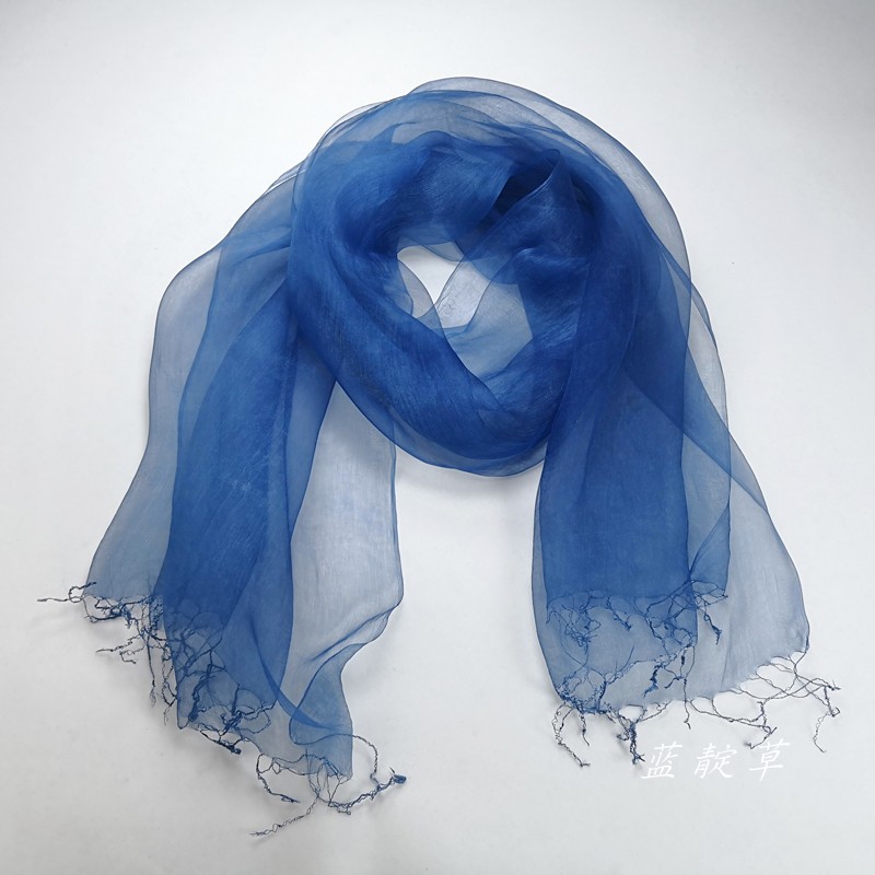 Guizhou Batik scarf custom solid color silk cotton thin indigo plant dyeing grass dyeing pure handmade non-legacy new