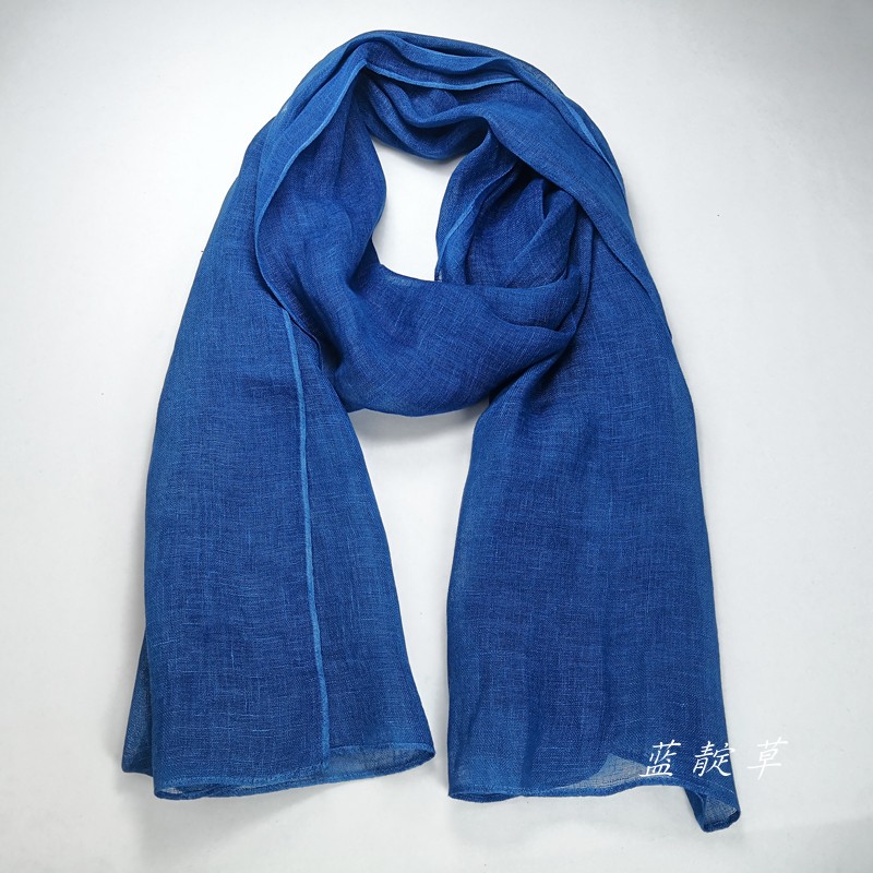 Guizhou batik scarf custom pure color hemp traditional craftsmanship indigo plant dyed grass wood dyeing and sending people gifts