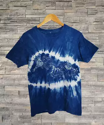 Indigo grass original batik T-shirt eight horse diagram pure handmade plant dyeing tie dyeing Guizhou Danzhai batik
