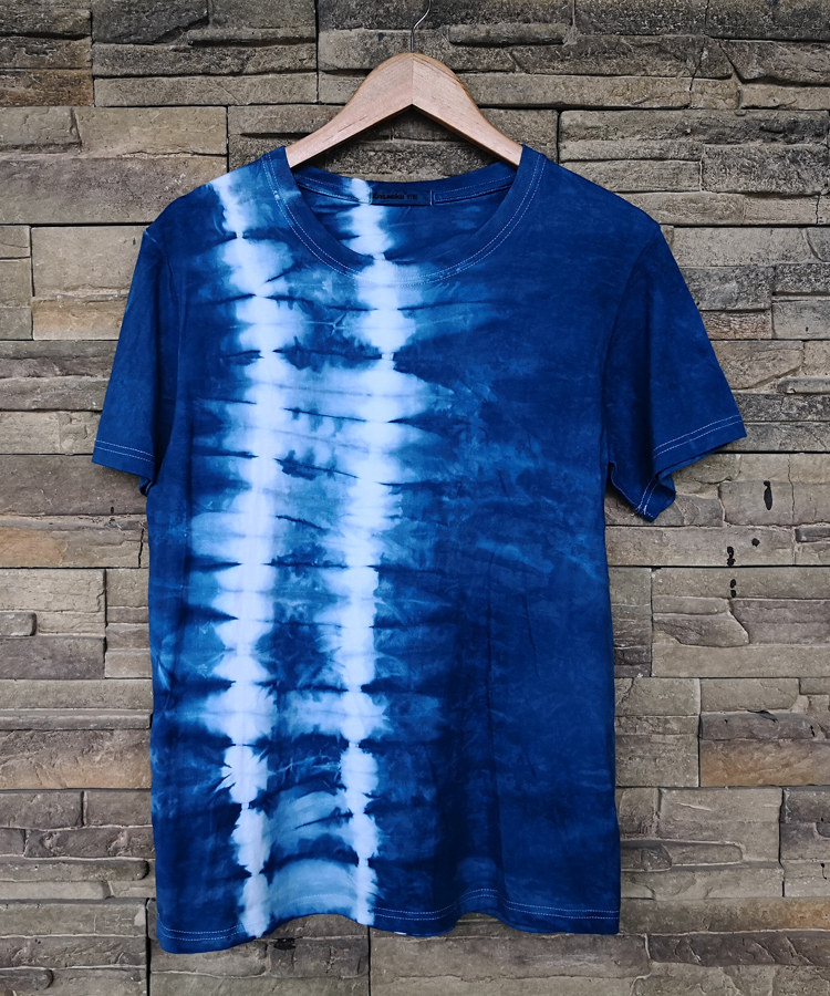 (Blue Indigo) Original Plant Blue Dye Indigo Batik Zdyeing T-shirt Custom Generation Processed Danzione Batik