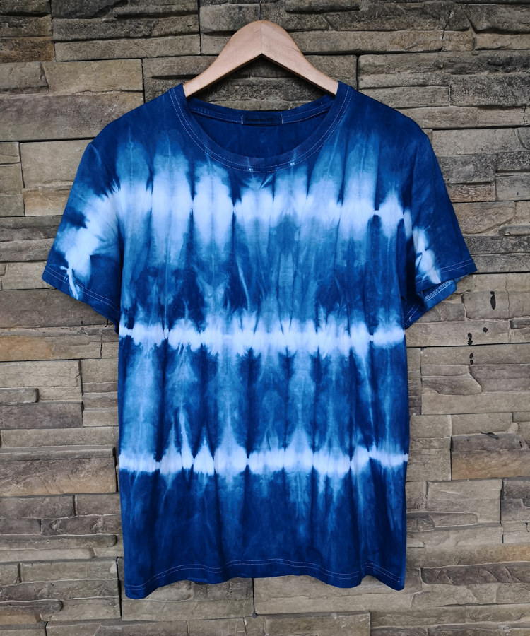 (Blue Indigo) Original plant blue dye indigo batik tie-dye T-shirt custom processing batik tie-dye