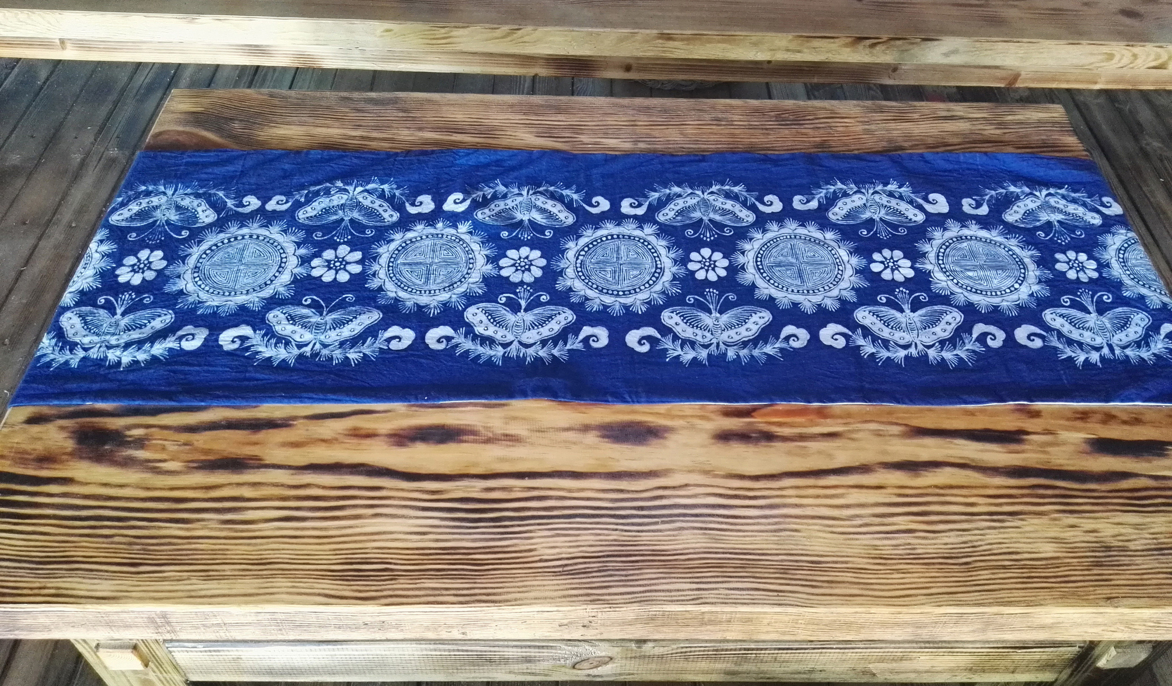 Wax Dyeing Cloth Art Table Flag Tea Flag Holding Ram Back Cushion Bed Flag Guizhou Wax Dyeing Tanzhai Batik Non Ning Craft Wax Dyeing