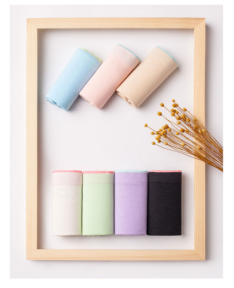 Quần lót liền mạch, quần short cotton nữ, thắt lưng và quần tam giác màu, quần cotton một mảnh các loại quần lót nữ